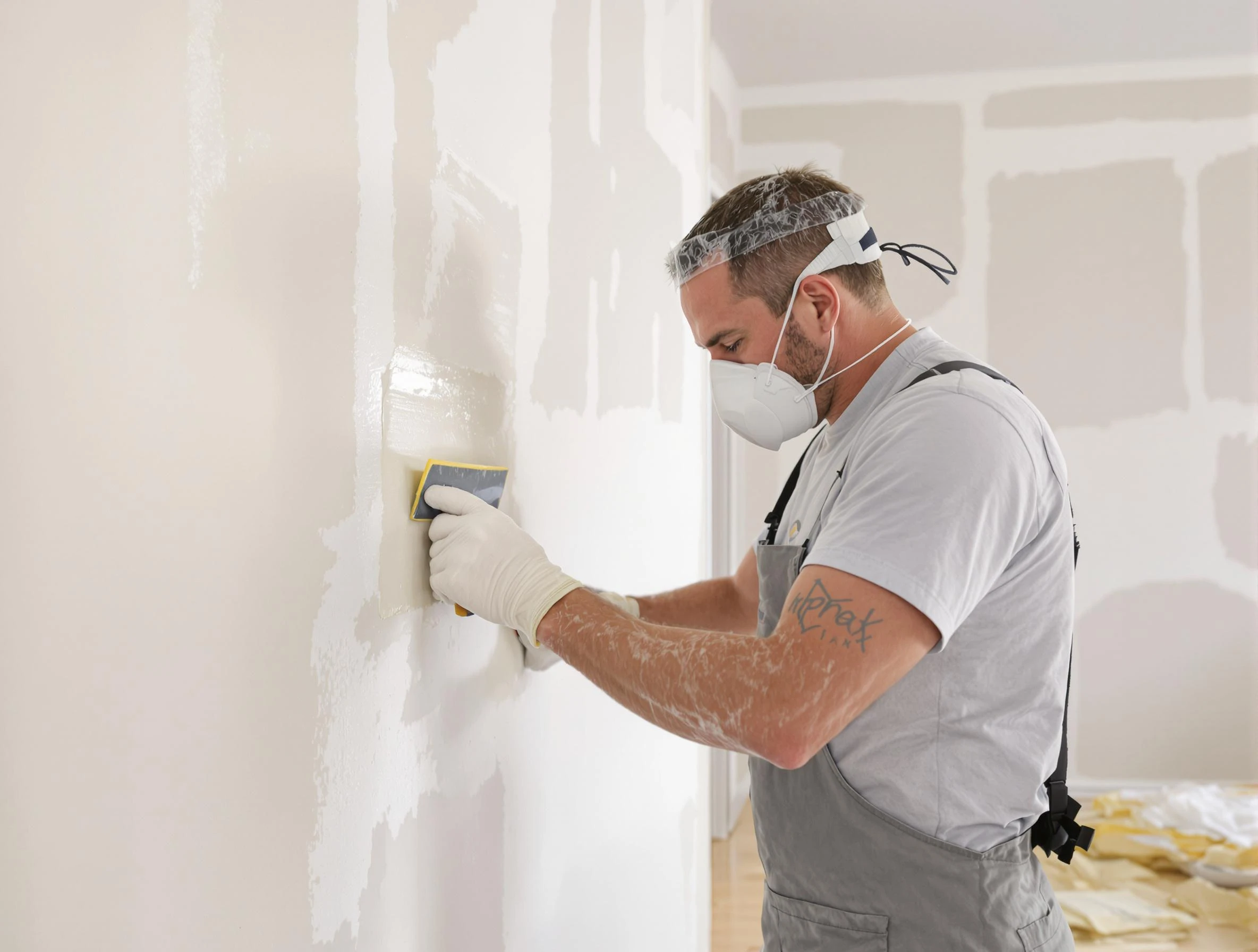 Maple Heights House Painters technician applying mud to drywall seams in Maple Heights, OH